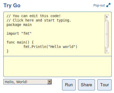 Стандартная первая программа "Hello world" на языке Go