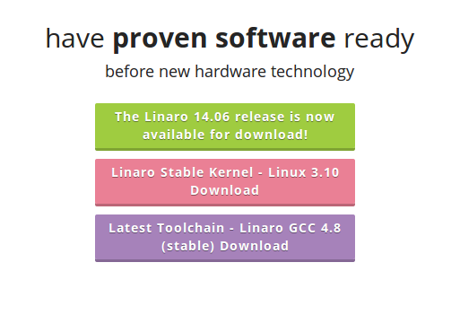 Доступные на данный момент для скачиания продукты Linaro
