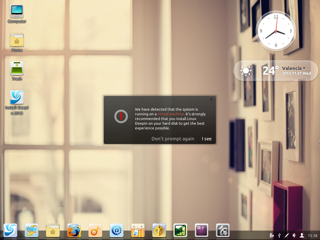 Рабочий стол Linux Deepin 2013