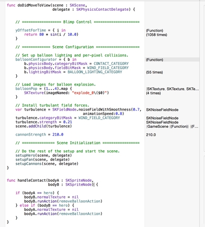 Пример исходного кода на Swift